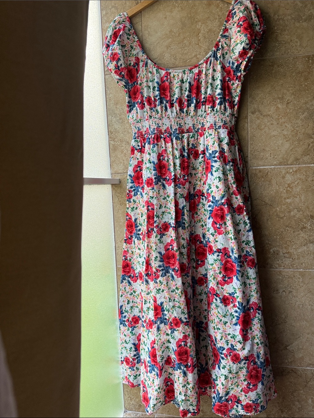 LoveShackFancy Vernon Dress Pockets Smocked Waist Puffed Sleeve Maxi Floral L